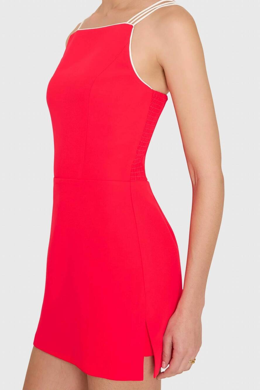 NEW AMANDA UPRICHARD straight neckline scout romper in vivid crimson - Picture 5 of 6
